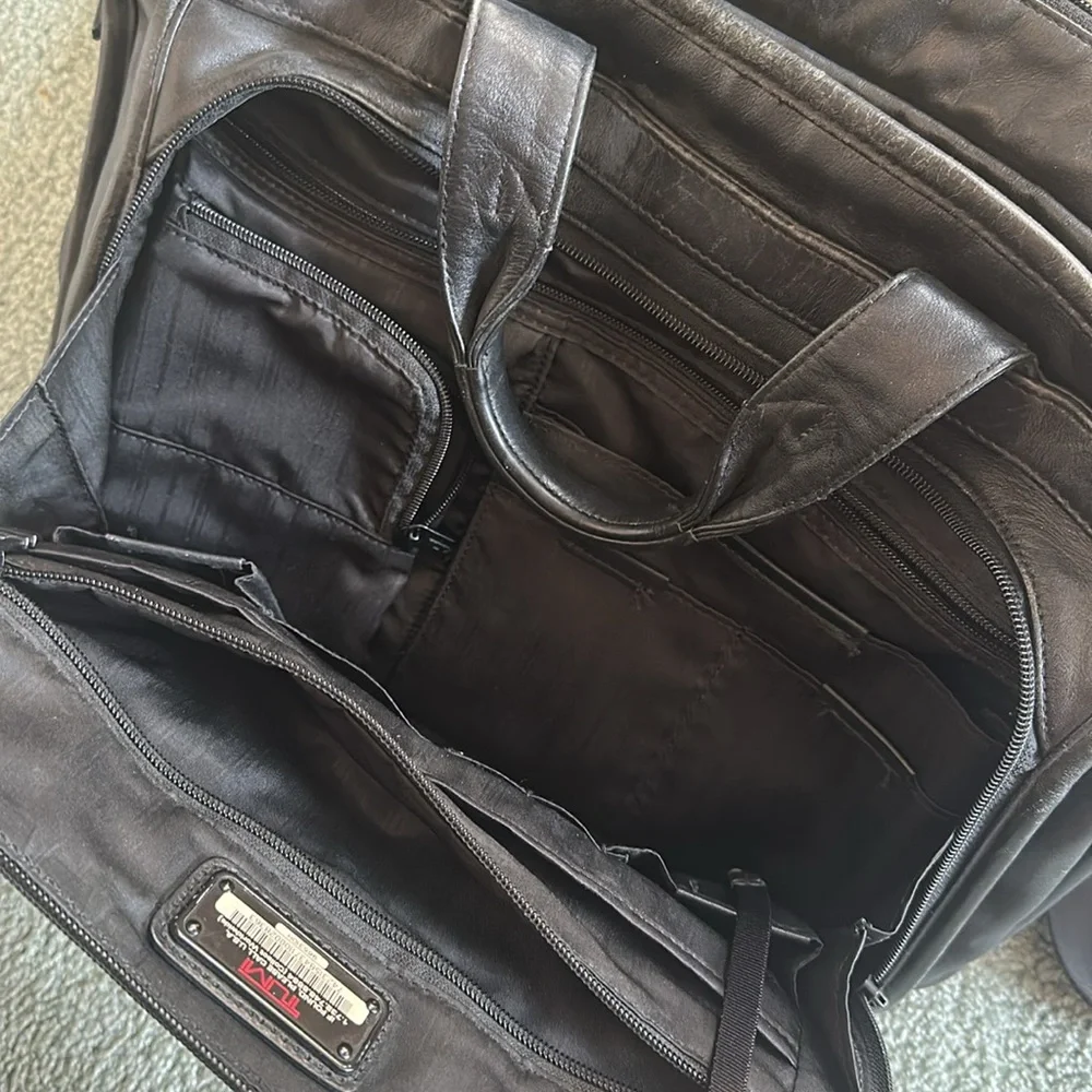 TUMI Genuine Leather Business Briefcase Laptop Bag Alpha T-Pass